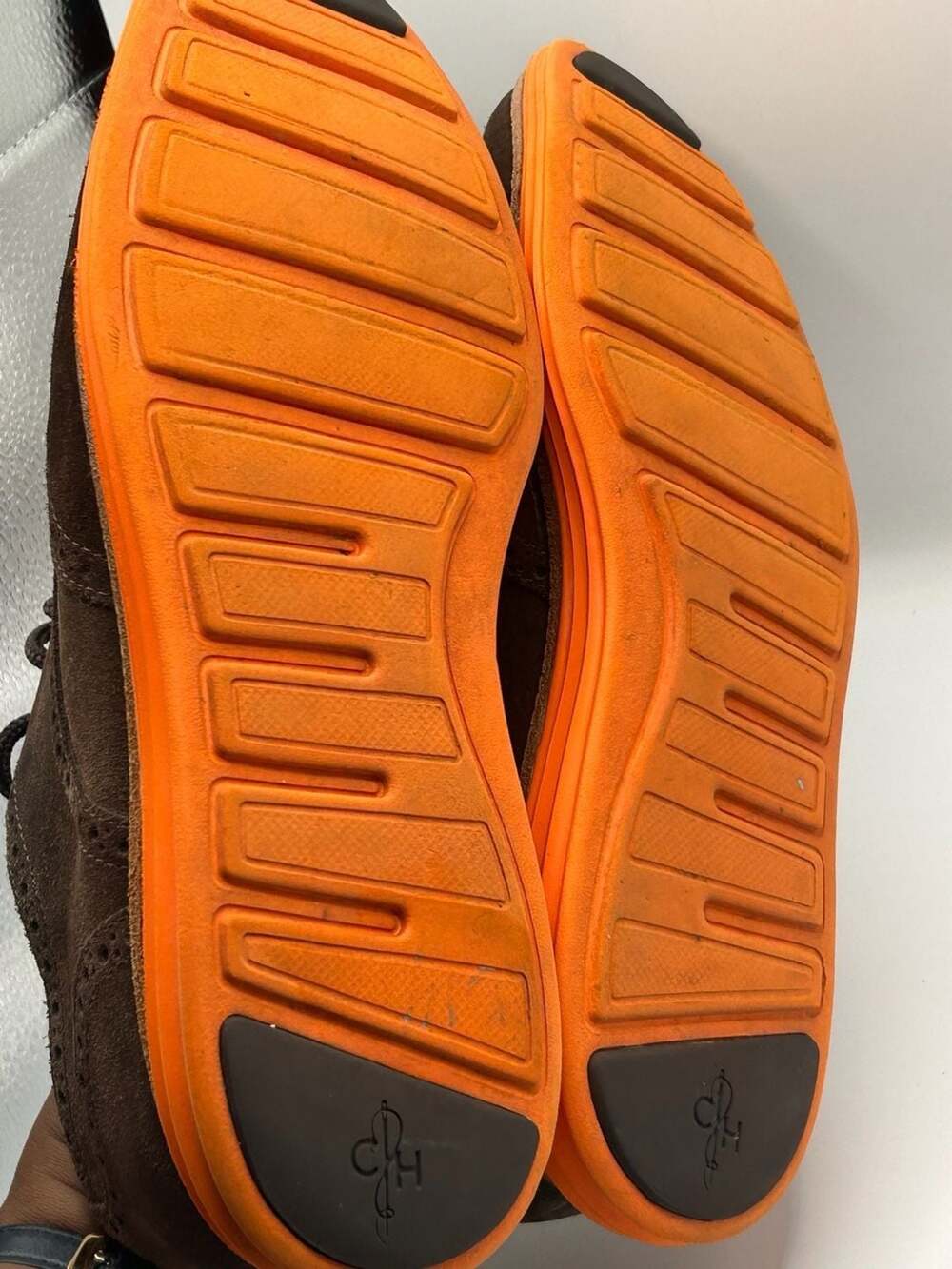Cole Haan LunarGrand Suede Wingtip Oxford Shoes in Dark Brown and Orange - Picture 4 of 8